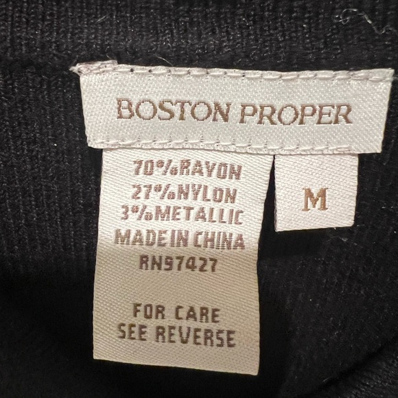 NWOT Boston Proper W Medium Metallic Gold Design Zip Collared Sweater! - Picture 9 of 9